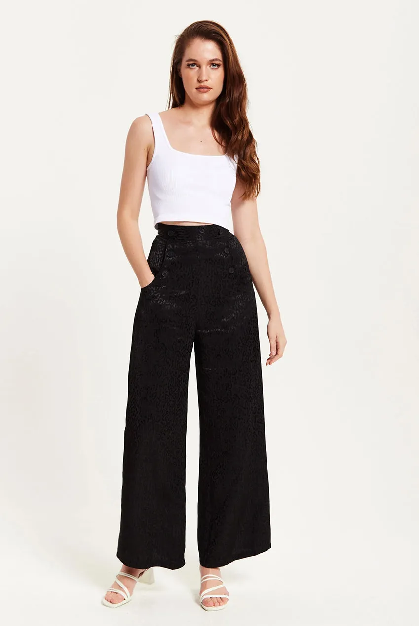 Liquorish High Waist Animal Print pantaloni neri fantasia