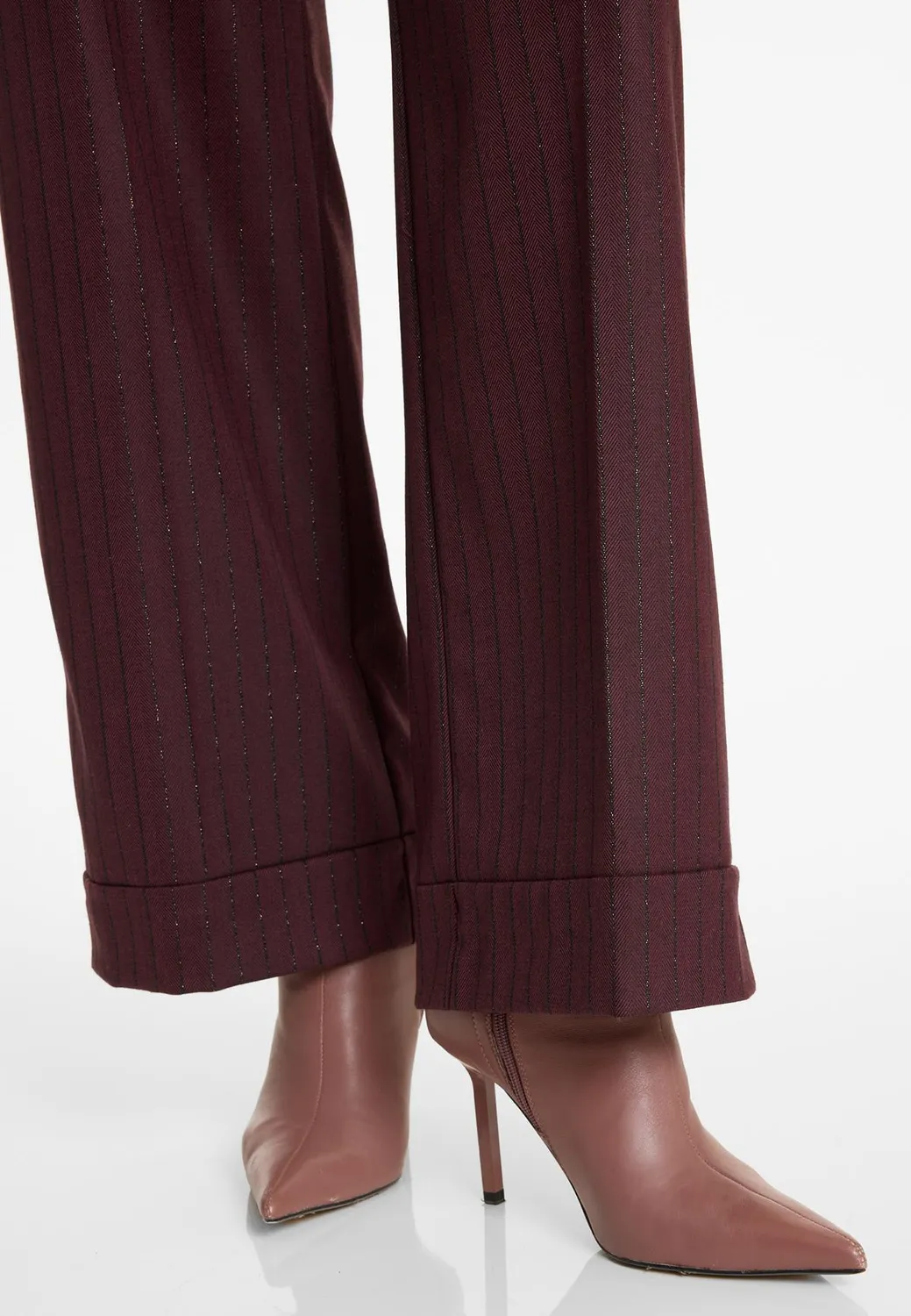 Ana Alcazar Adena pantaloni gessati bordeaux larghi