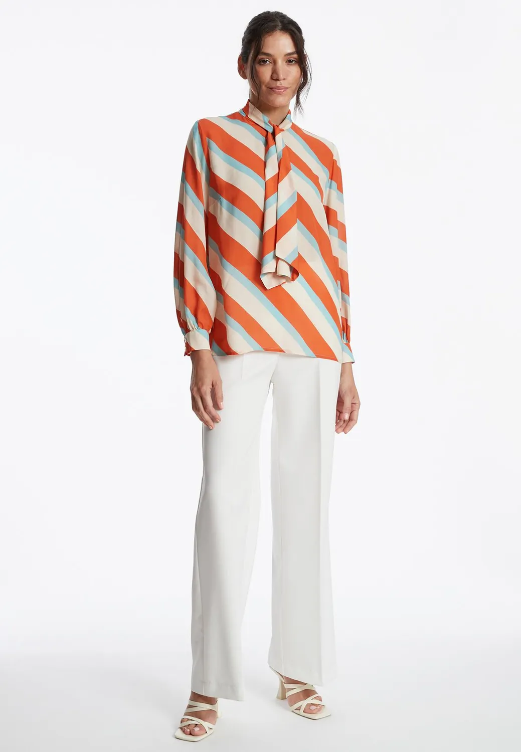 Ana Alcazar Zedana camicia fiocco bianco arancione