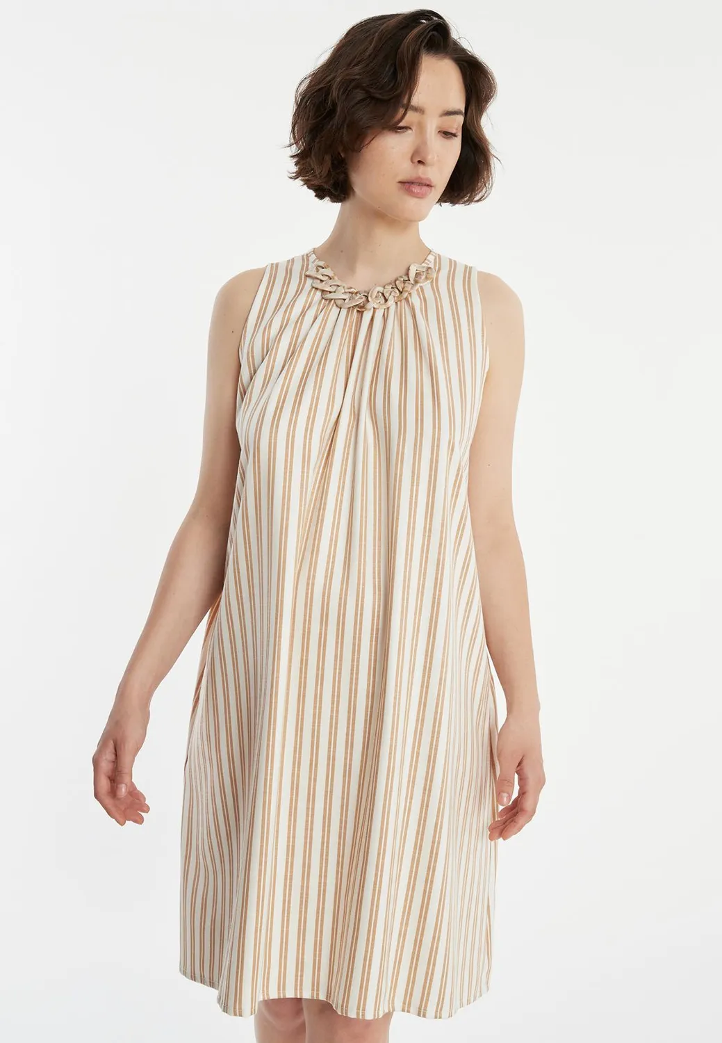 Ana Alcazar Zatora vestito linea A bianco righe