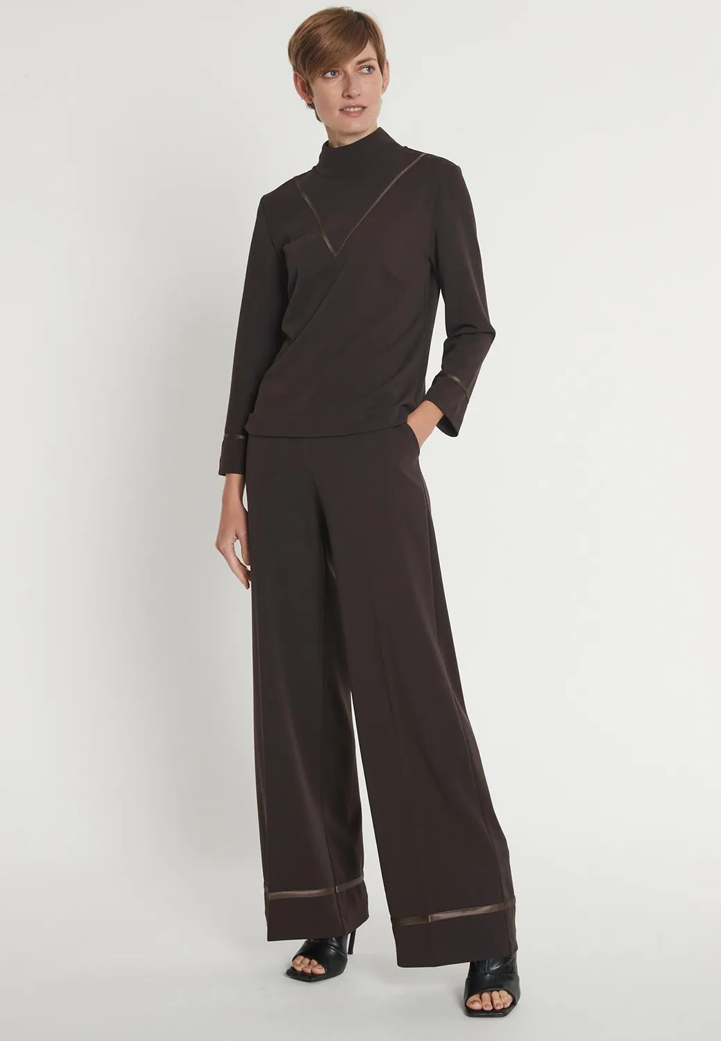 Ana Alcazar Harvene camicia marrone ecopelle