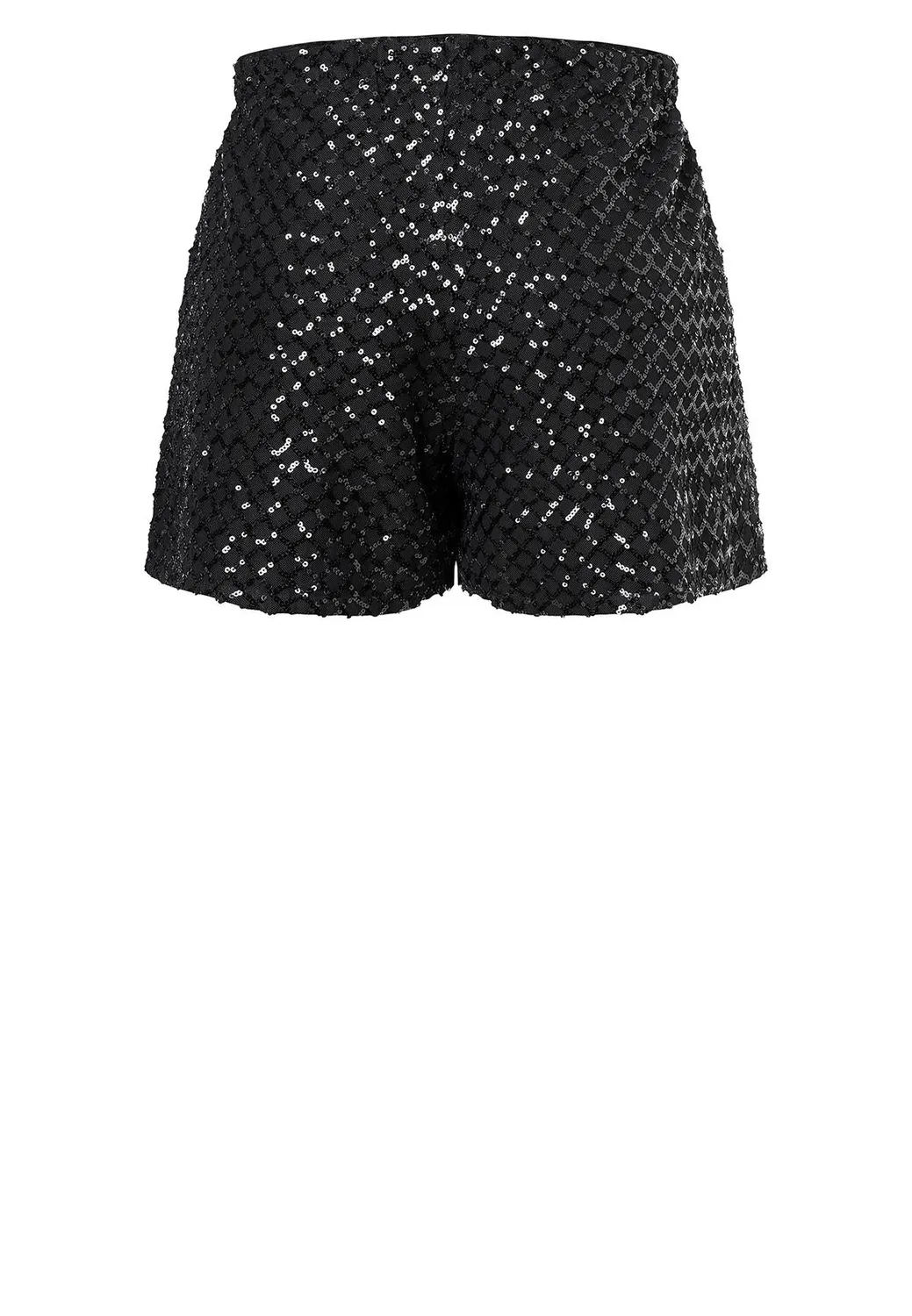 Ana Alcazar Odyra shorts neri paillettes zigzag