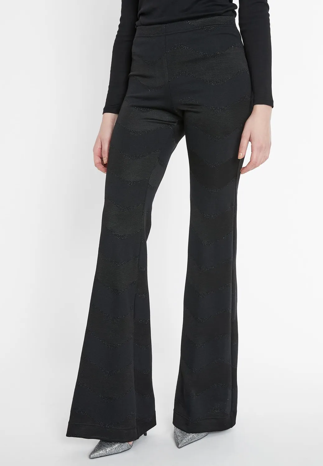 Ana Alcazar Saponi pantalone zampa nero lurex