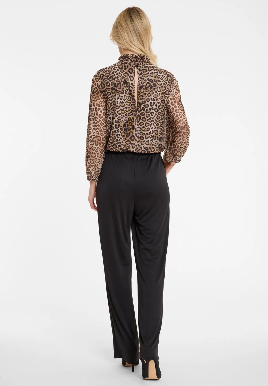 Ana Alcazar Aylia tuta jumpsuit nera leopardata