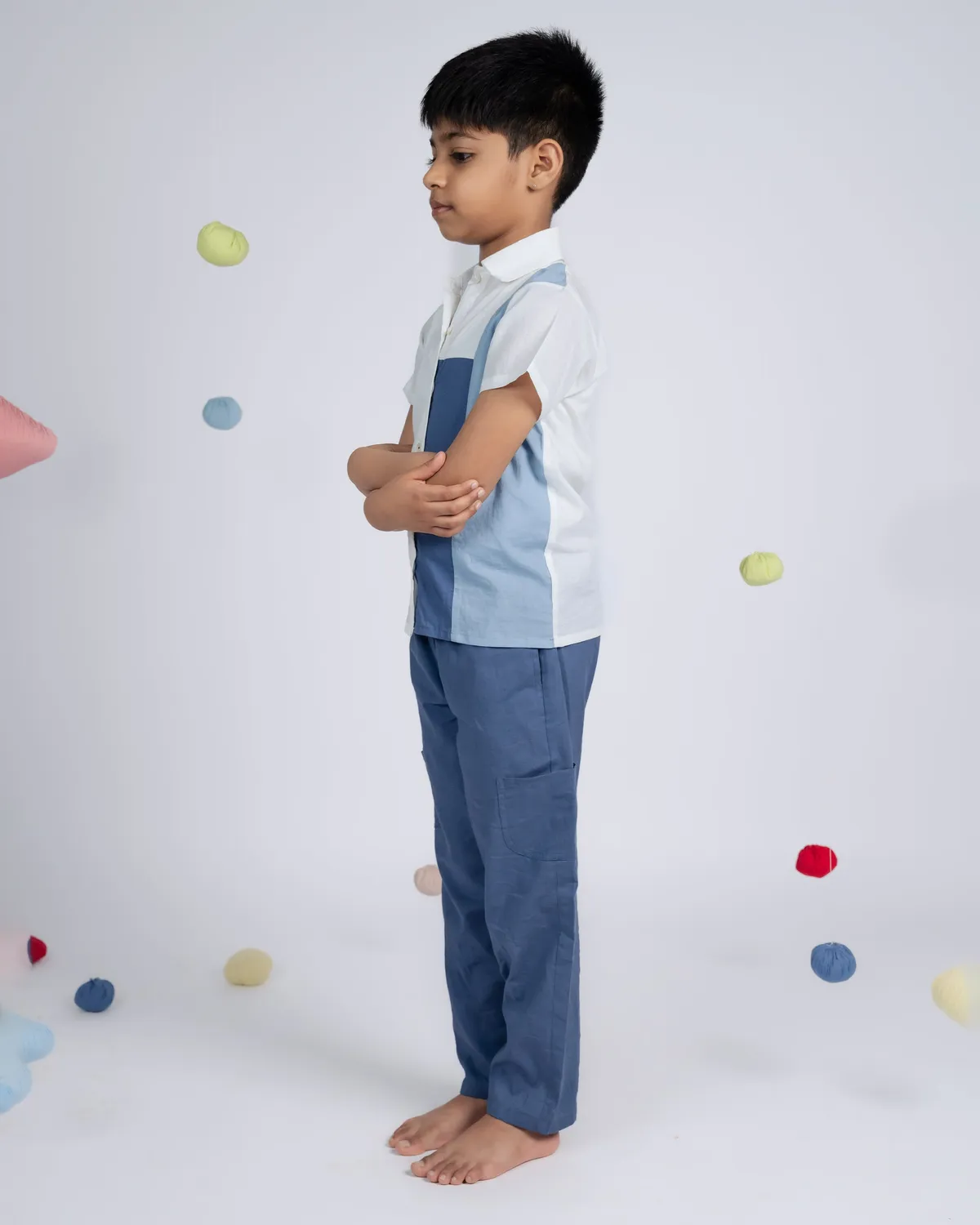 Our Dve Urban Boy completo bambino camicia pantalone blu cotone
