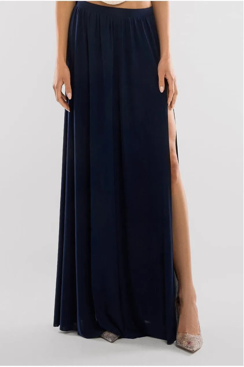 Goddiva Side Split gonna maxi blu avio spacco