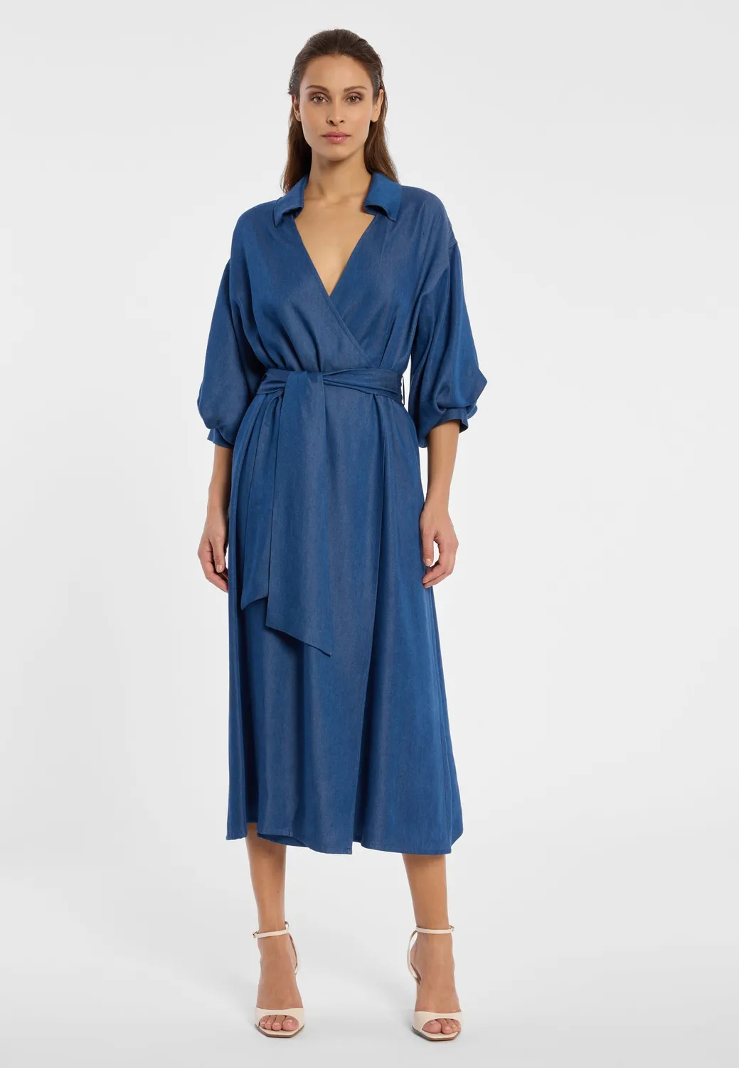 Ana Alcazar Darla abito camicia denim midi