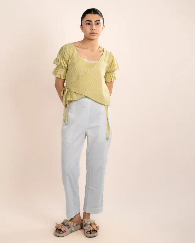 Our Dve Koi top incrociato giallo ocra cotone
