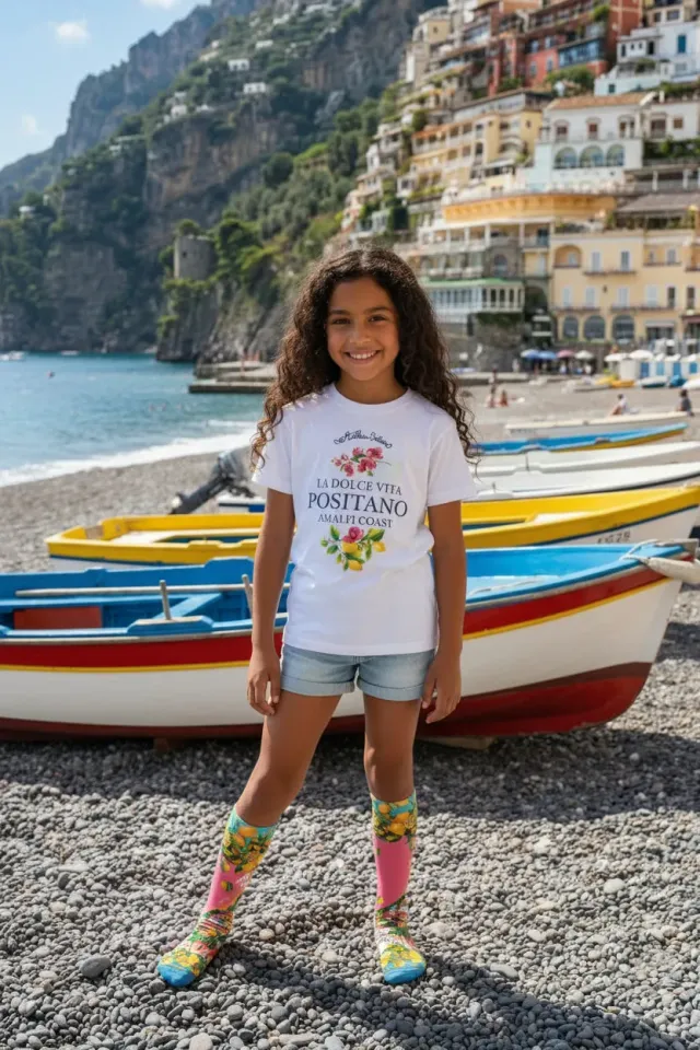 Antica Sartoria Positano FW042 calzini bambina rosa fantasia