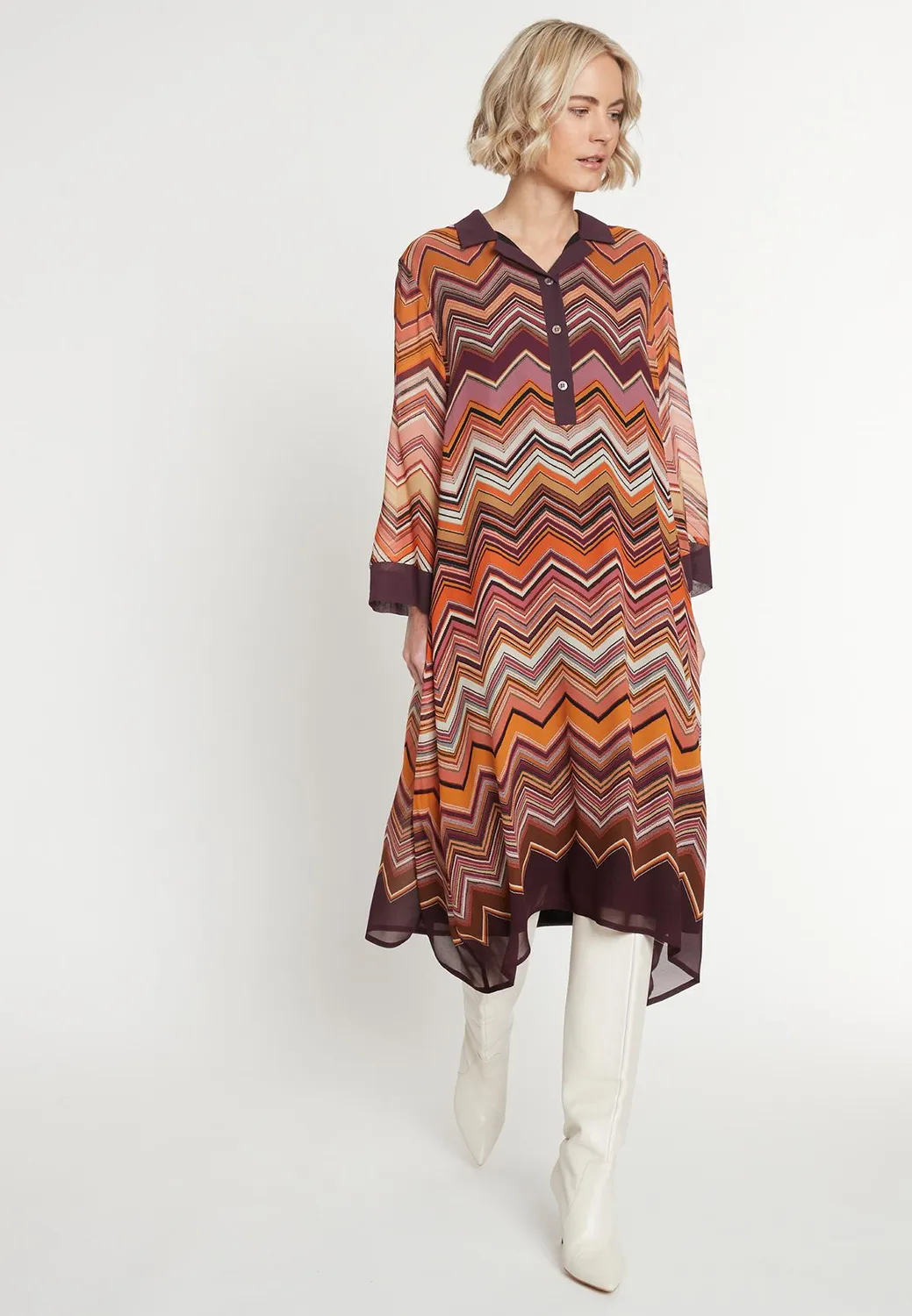 Ana Alcazar Manea chemisier chiffon zigzag