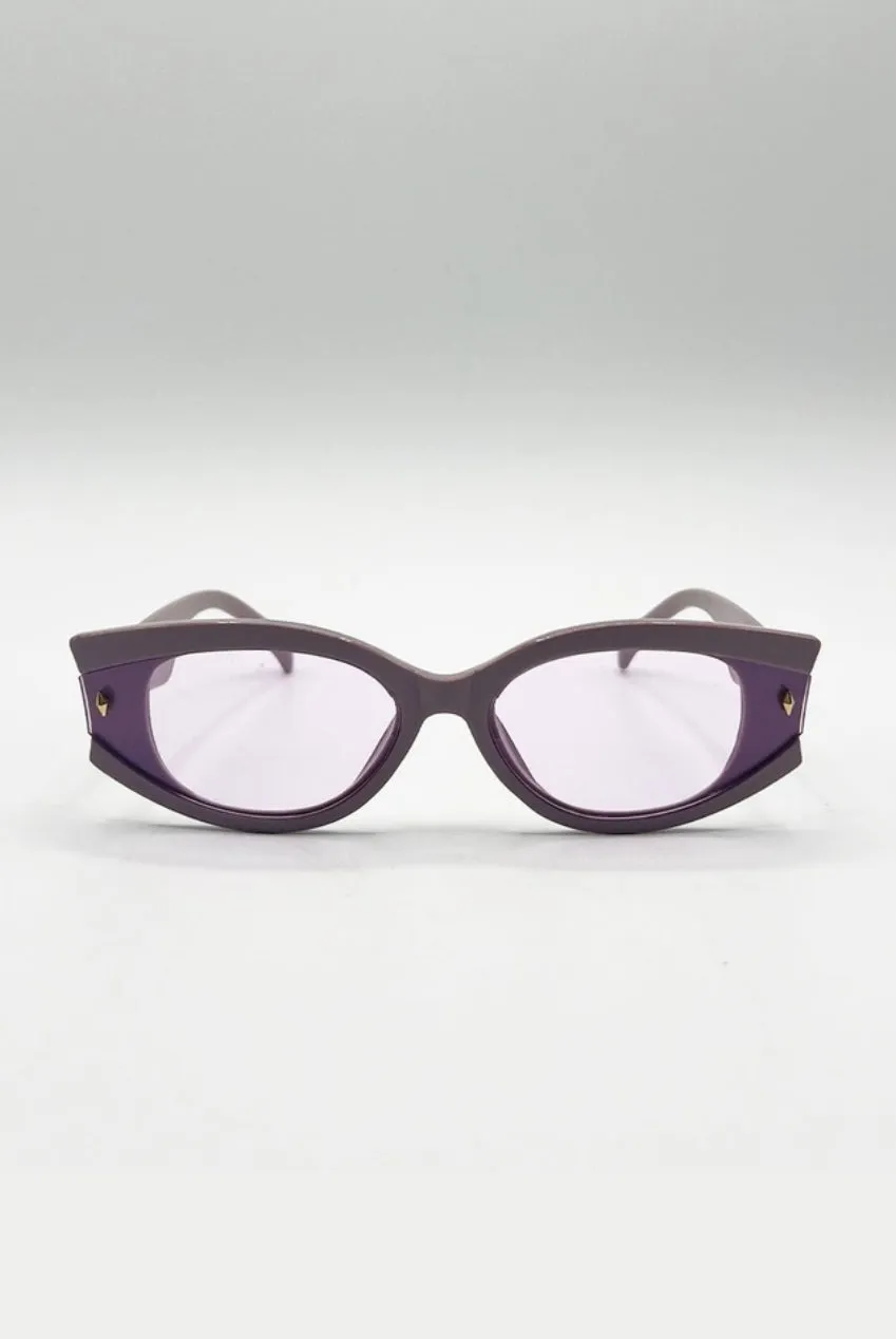 SVNX Oval Vintage occhiali da sole viola lenti viola taglia unica