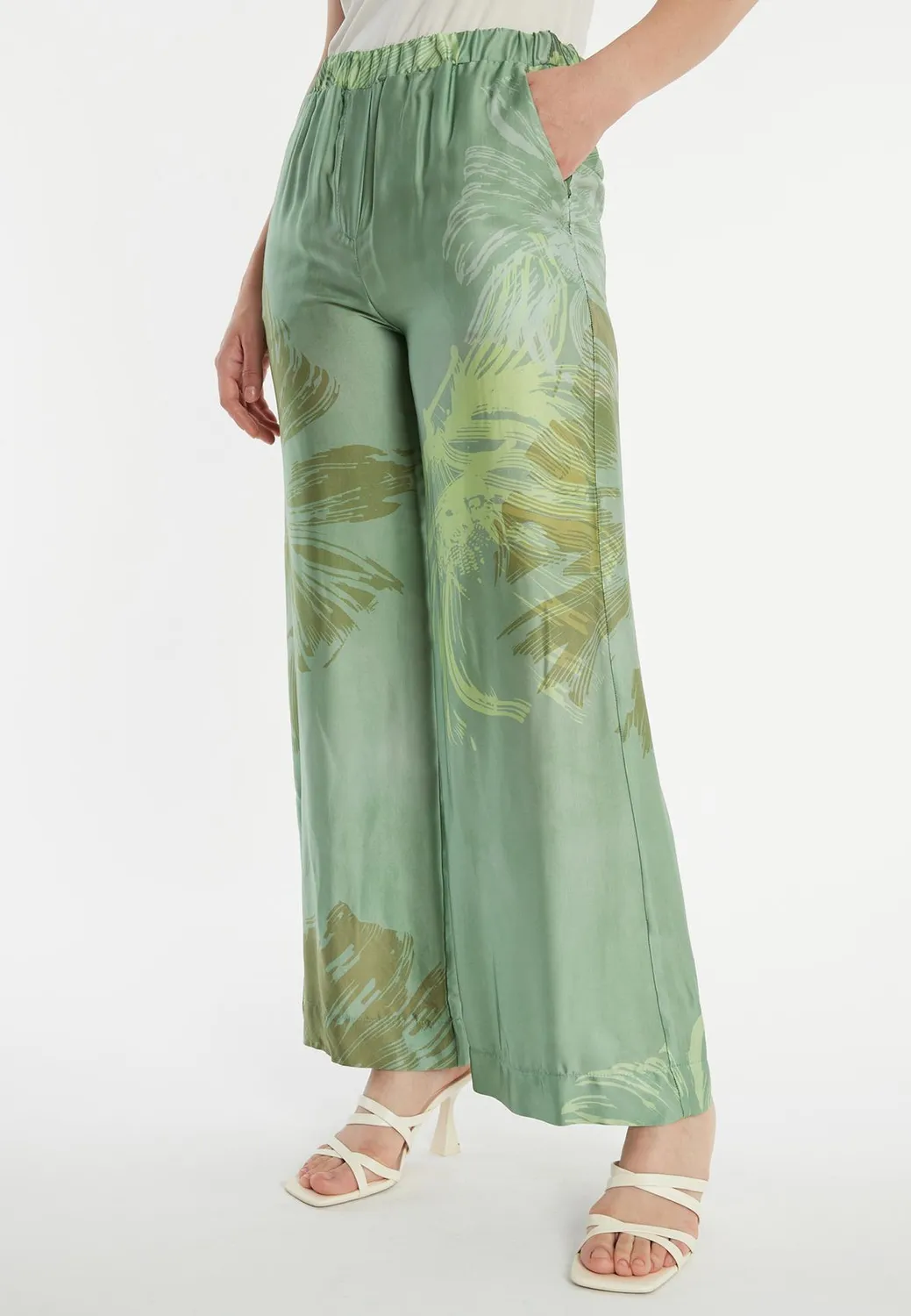 Ana Alcazar Zegina pantaloni larghi satin verde