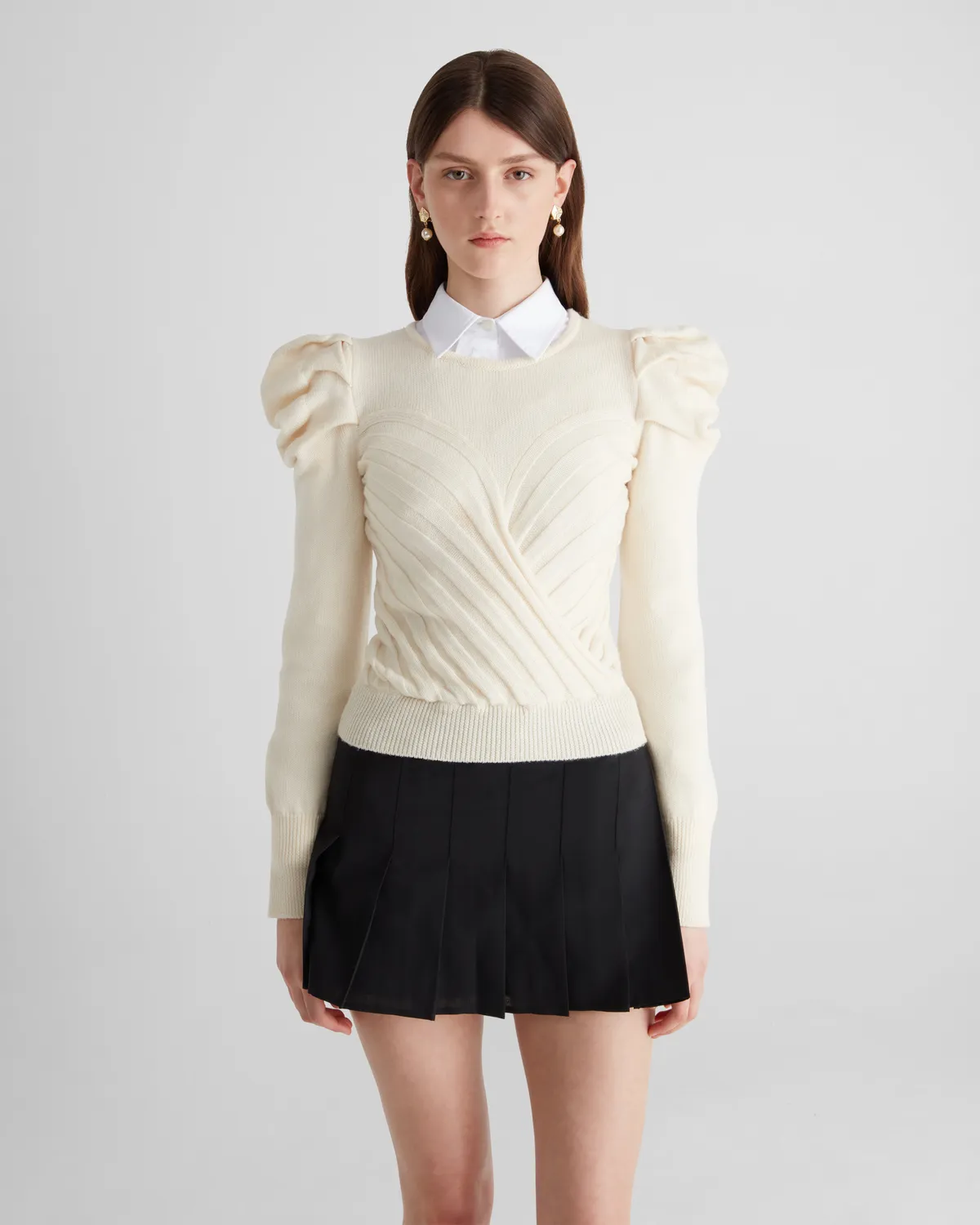 Violante Nessi Yayoy maglione avorio merino Zegna