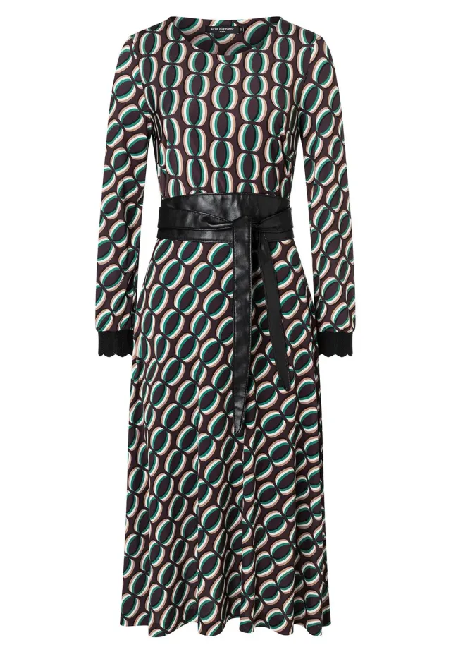 Ana Alcazar Hiosa vestito midi fantasia collo ampio
