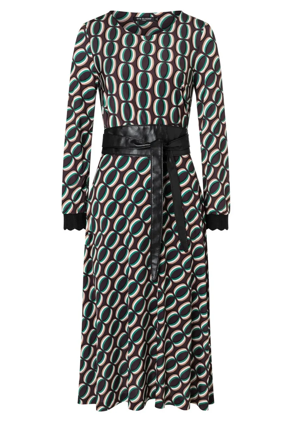Ana Alcazar Hiosa vestito midi fantasia collo ampio