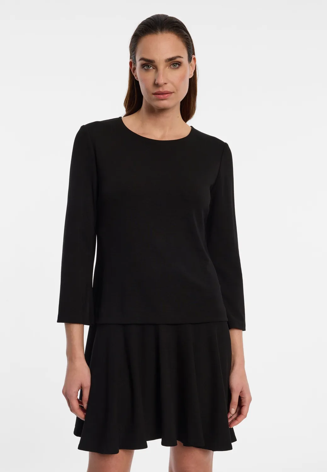 Ana Alcazar Engoly abito jersey nero svasato