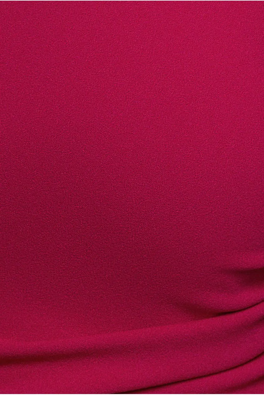 Goddiva abito sera magenta monospalla raso lungo