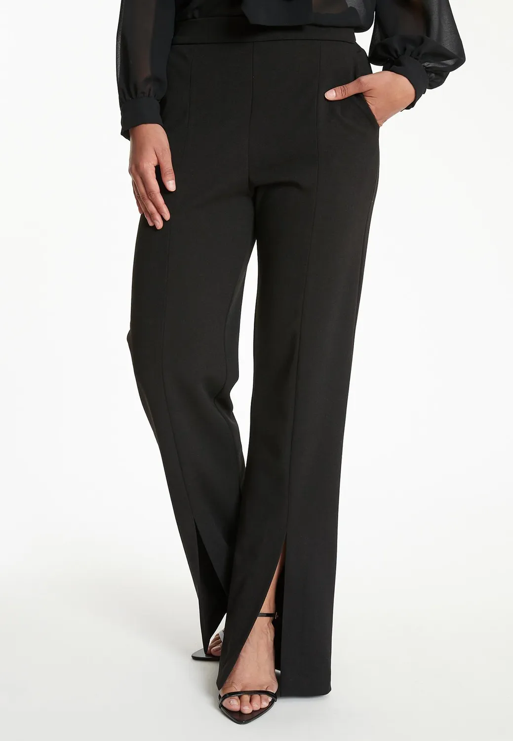 Ana Alcazar Tably pantaloni neri eleganti spacco orlo