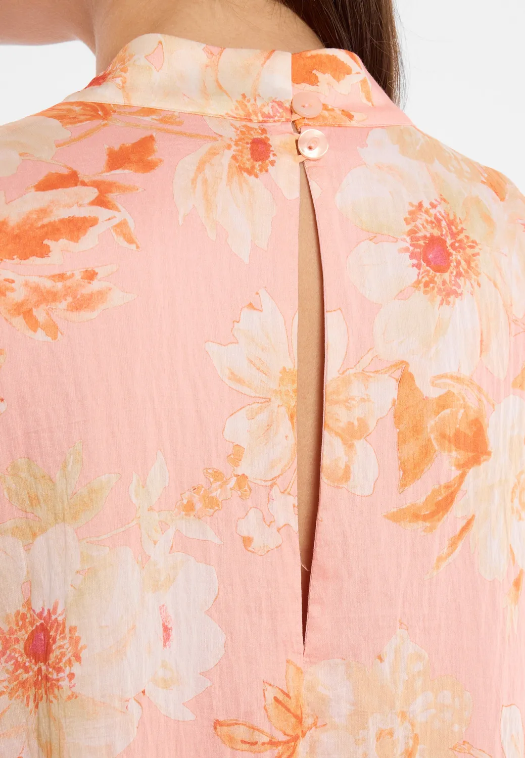 Ana Alcazar Dorenaa abito maxi floreale rosa scollo goccia