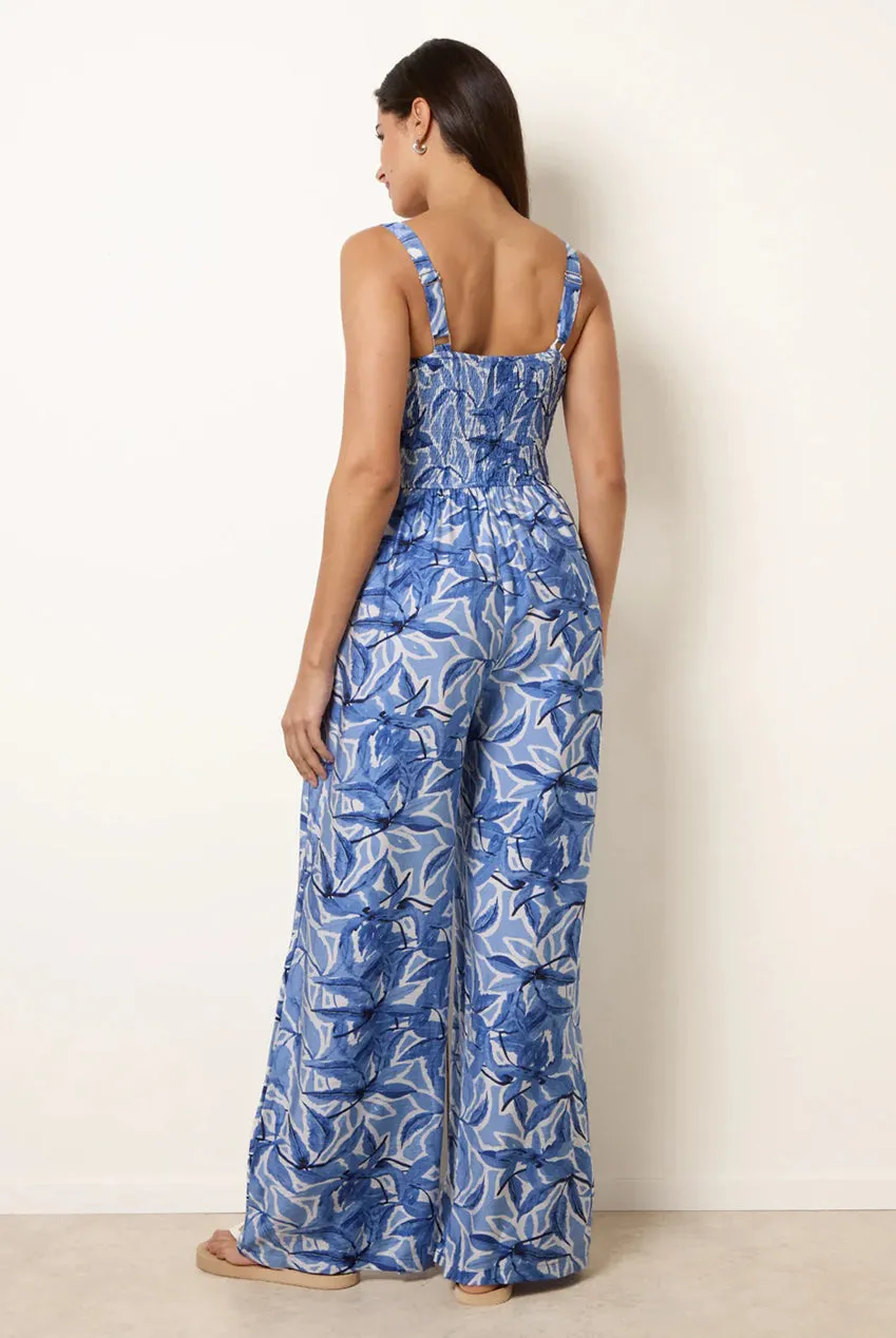 Blue Vanilla Tie Front tuta navy scollo a V viscosa