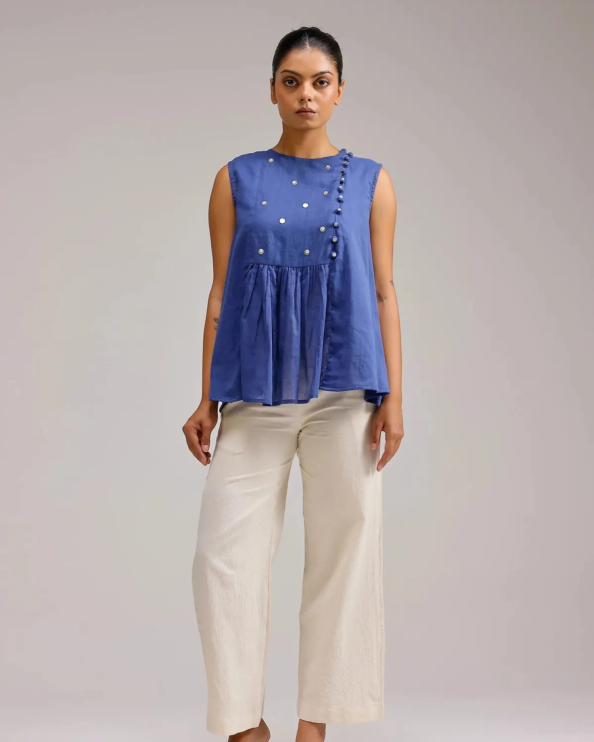 Our Dve Saanjh Flow Top top blu scuro mull