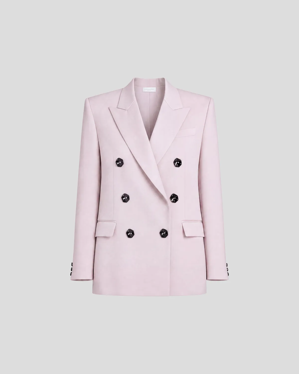 Violante Nessi Sugar blazer doppiopetto taupe crepe lana