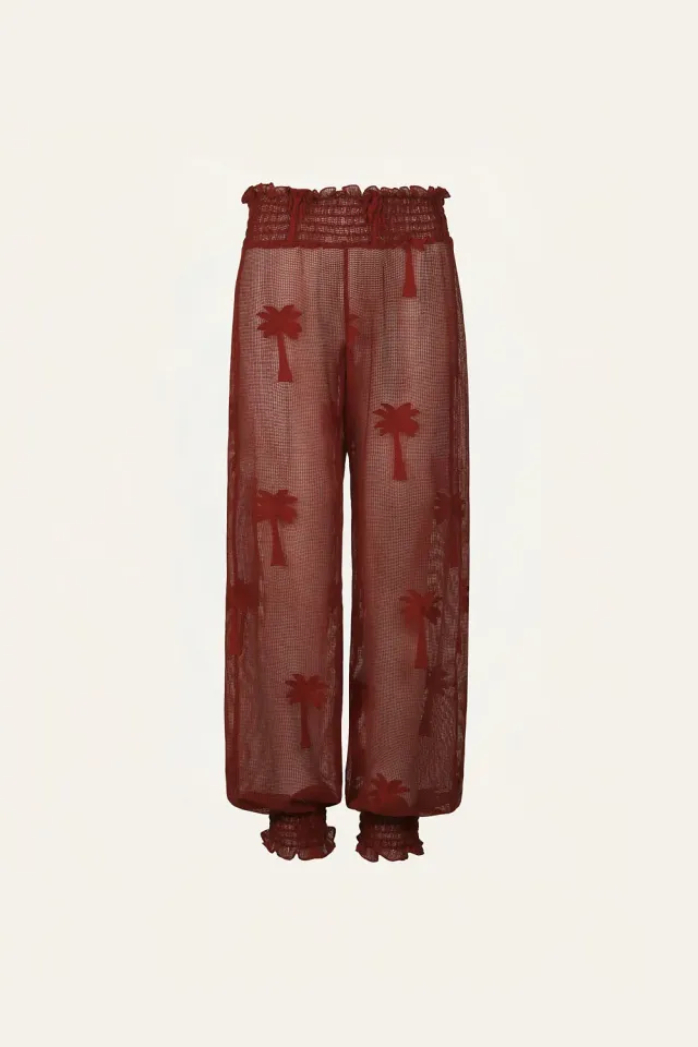 Johanna Ortiz Palm Nomad Pantalone Cotone Marsala