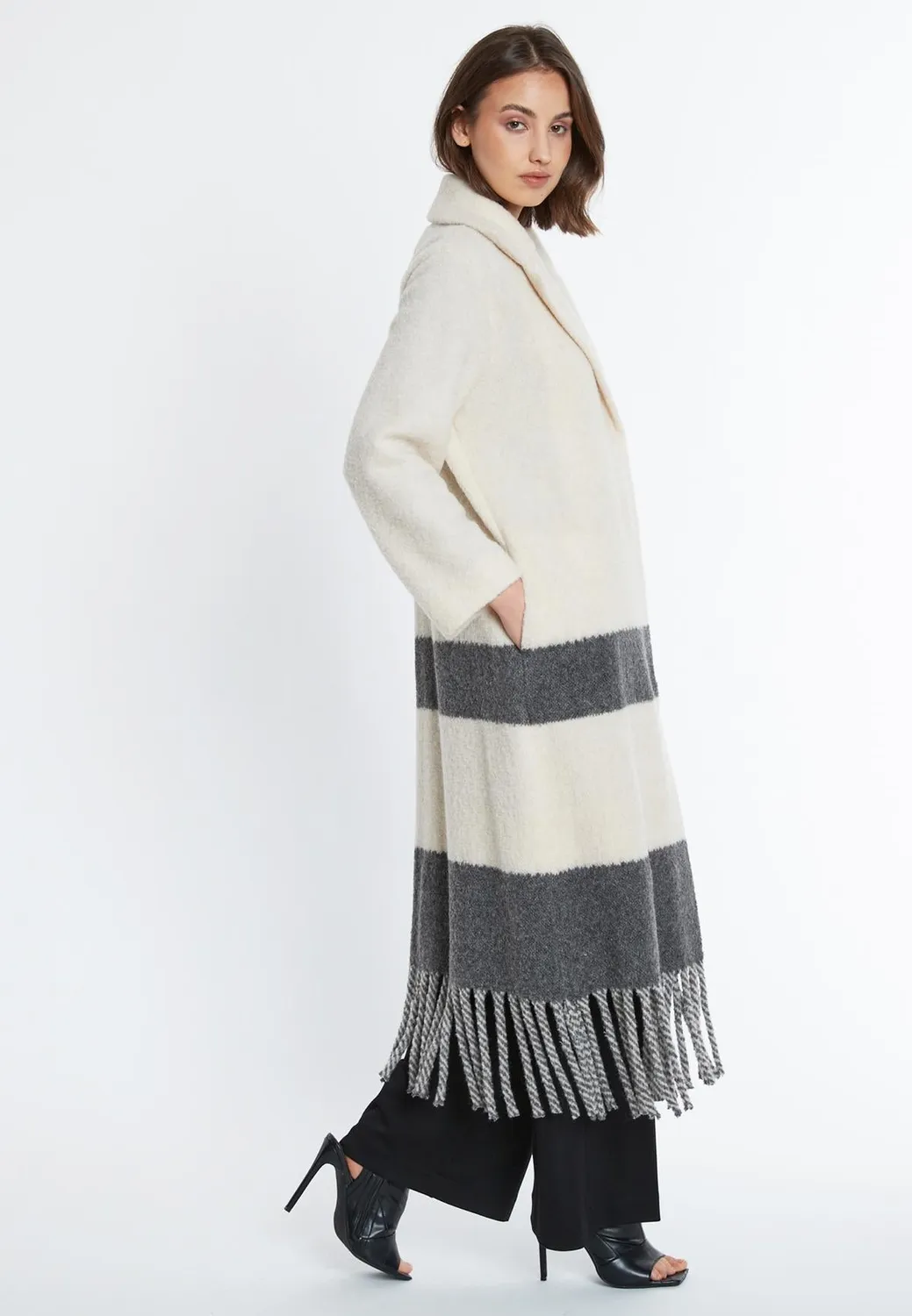Ana Alcazar Saba cappotto lana frange
