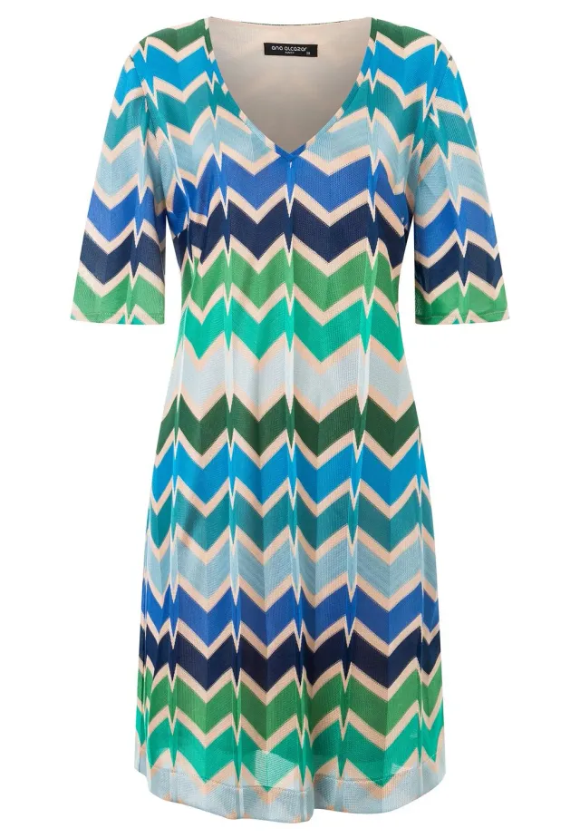 Ana Alcazar Pocea vestito maglina verde zigzag