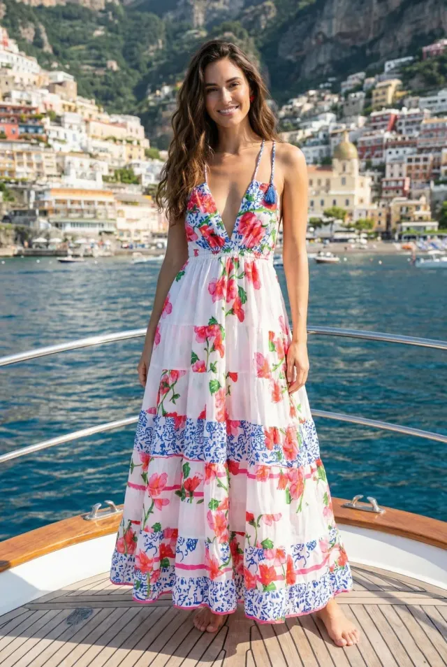 Antica Sartoria FC272 abito lungo fucsia polysatin