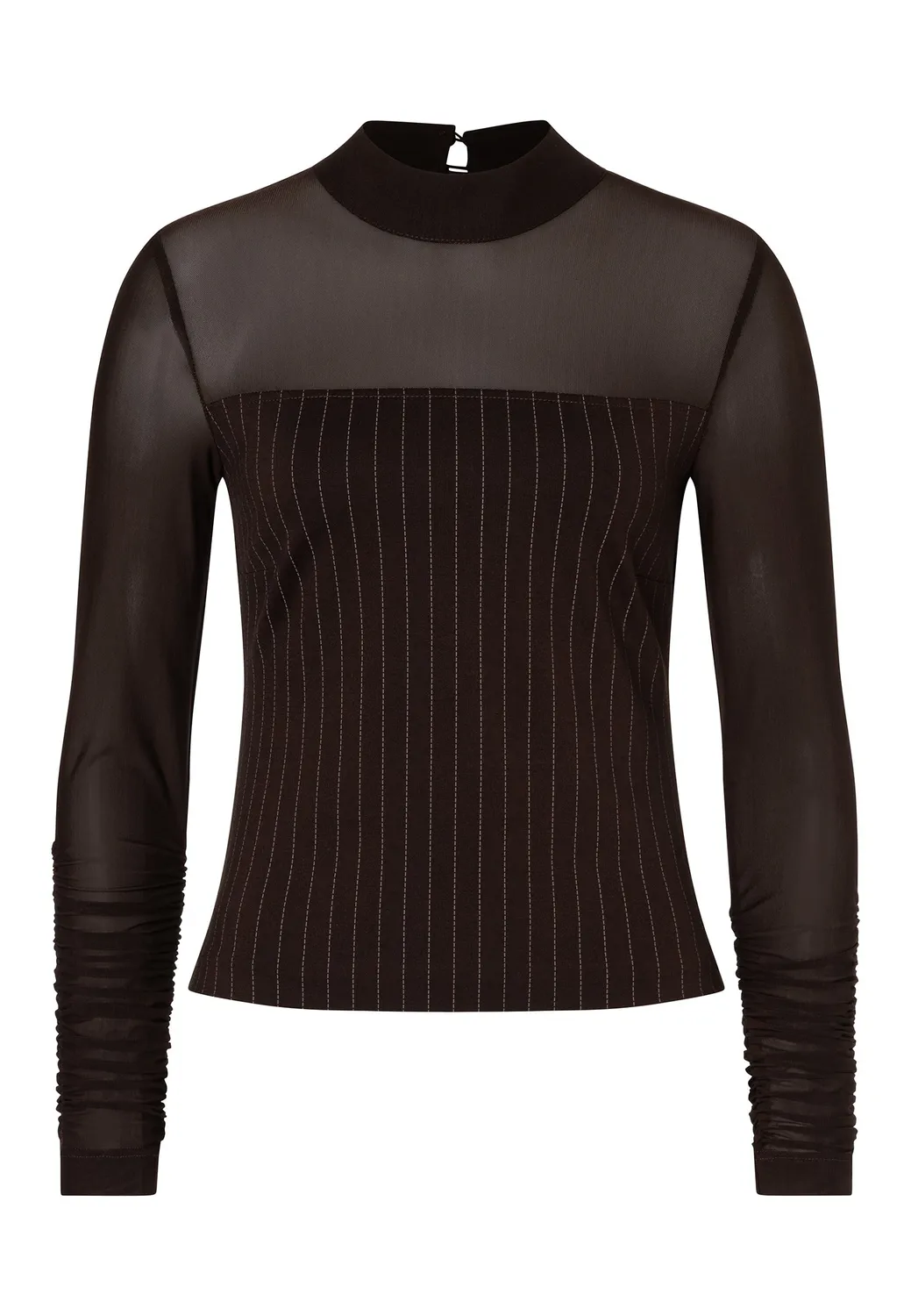 Ana Alcazar Elioranette top mesh gessato marrone