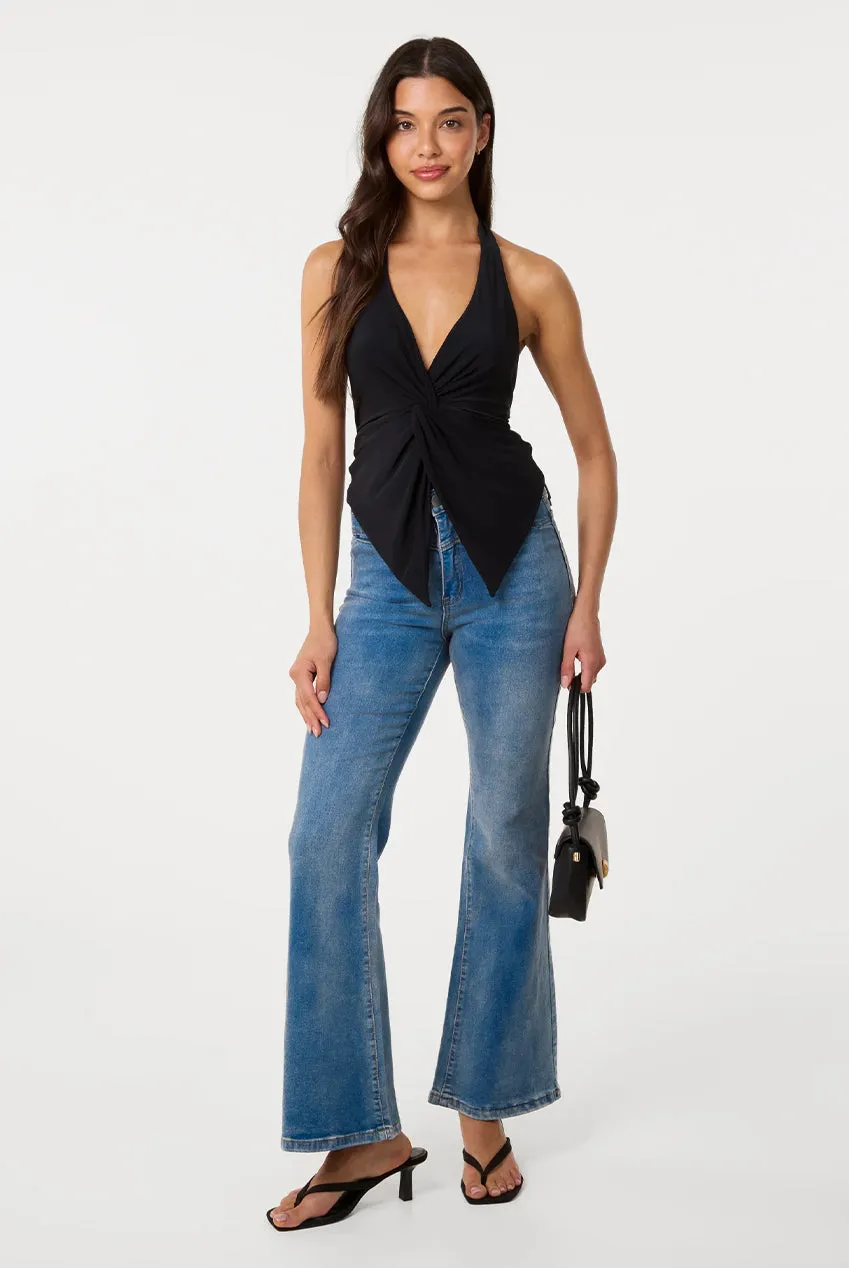 Pink Vanilla Ring Back top halter nero S/M elasticizzato