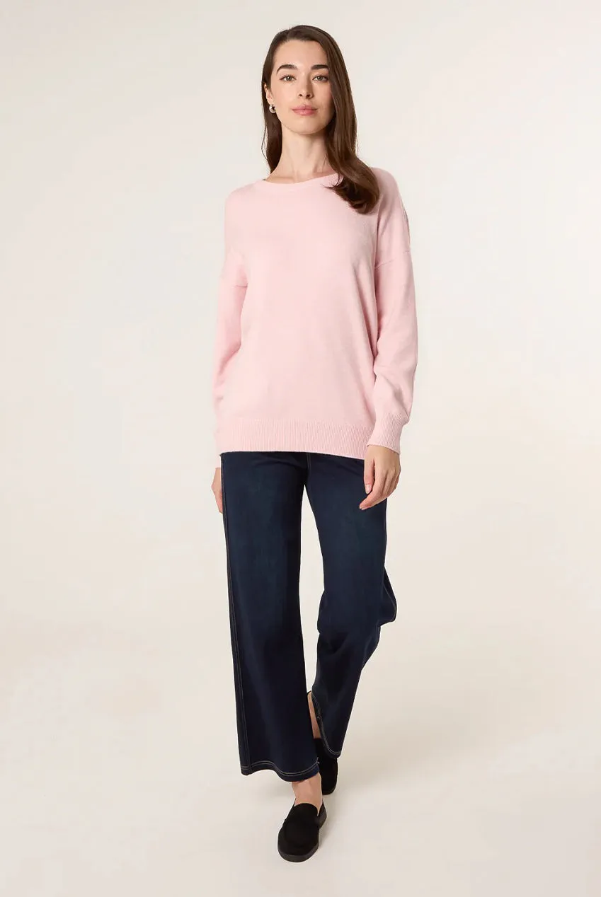 Blue Vanilla Round Neck maglione rosa girocollo leggero