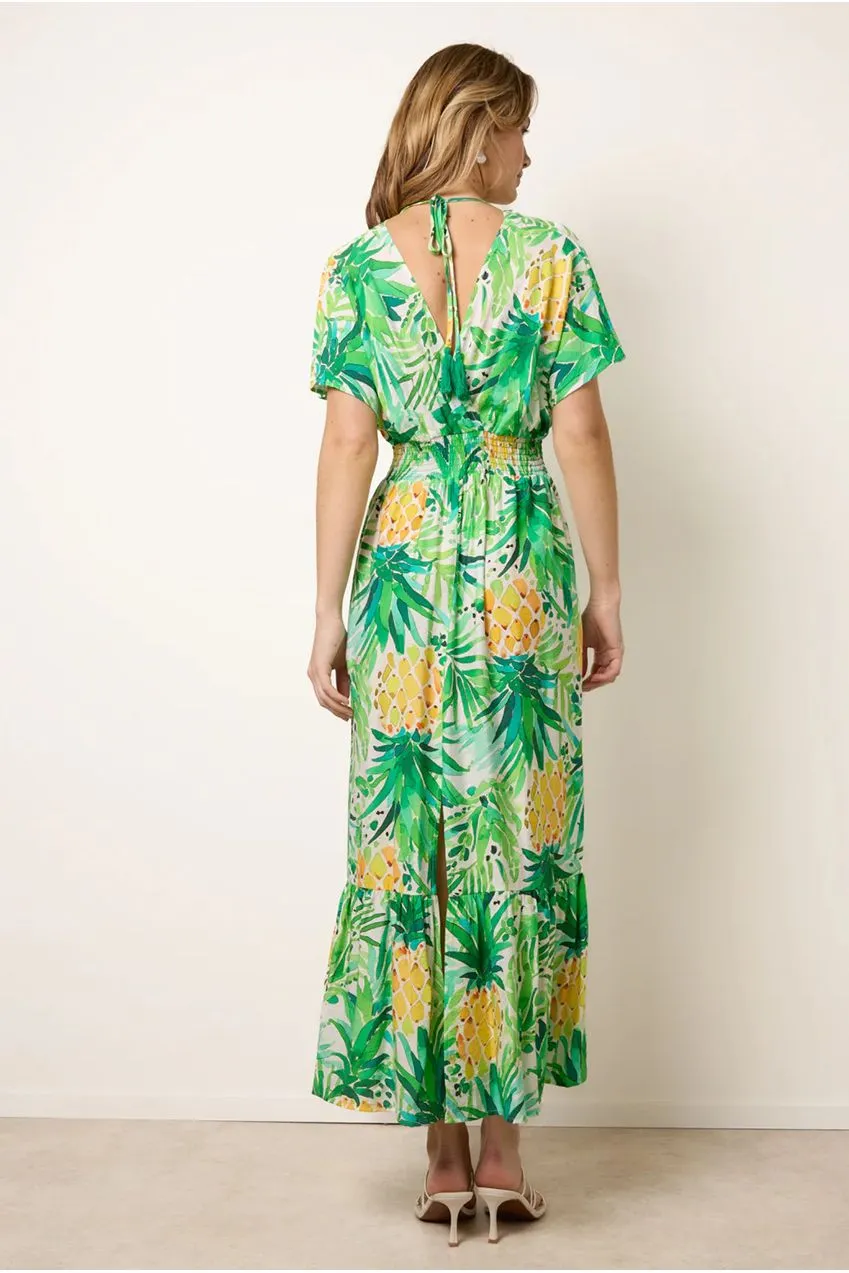 Blue Vanilla Pineapple Double V Abito Midi Verde Viscosa