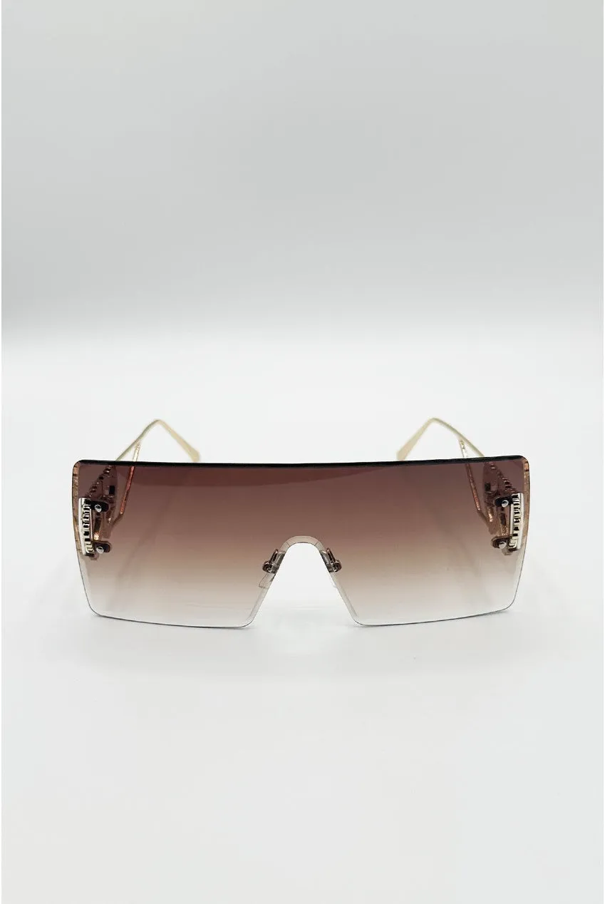 SVNX Flatop Rimless Heart occhiali sole marroni