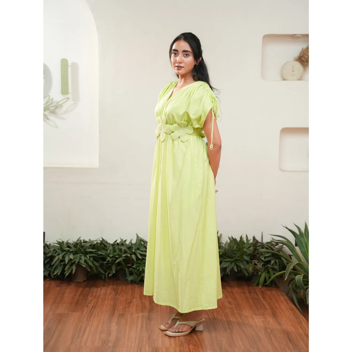 Our Dve Capsule 4 vestito verde cotone