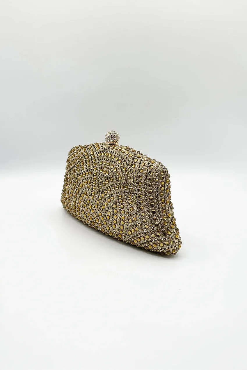 SVNX Embellished Clutch pochette oro con catena