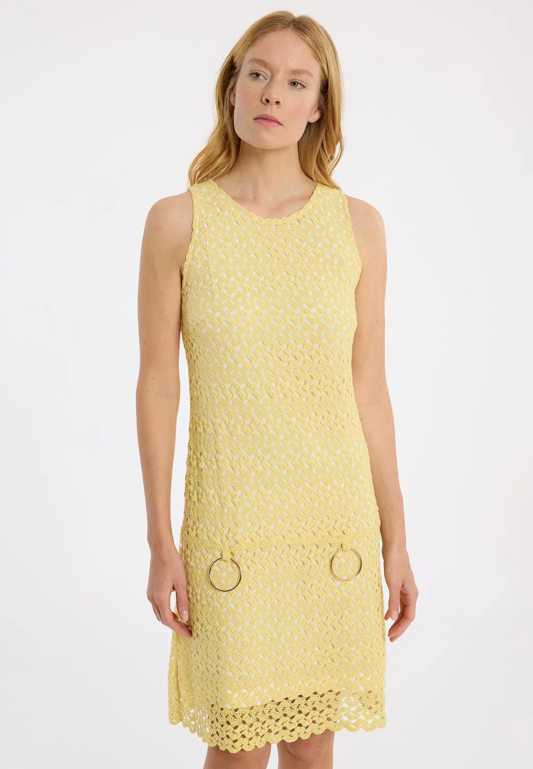 Ana Alcazar Lane Abito Corto Giallo Vaniglia in Maglia
