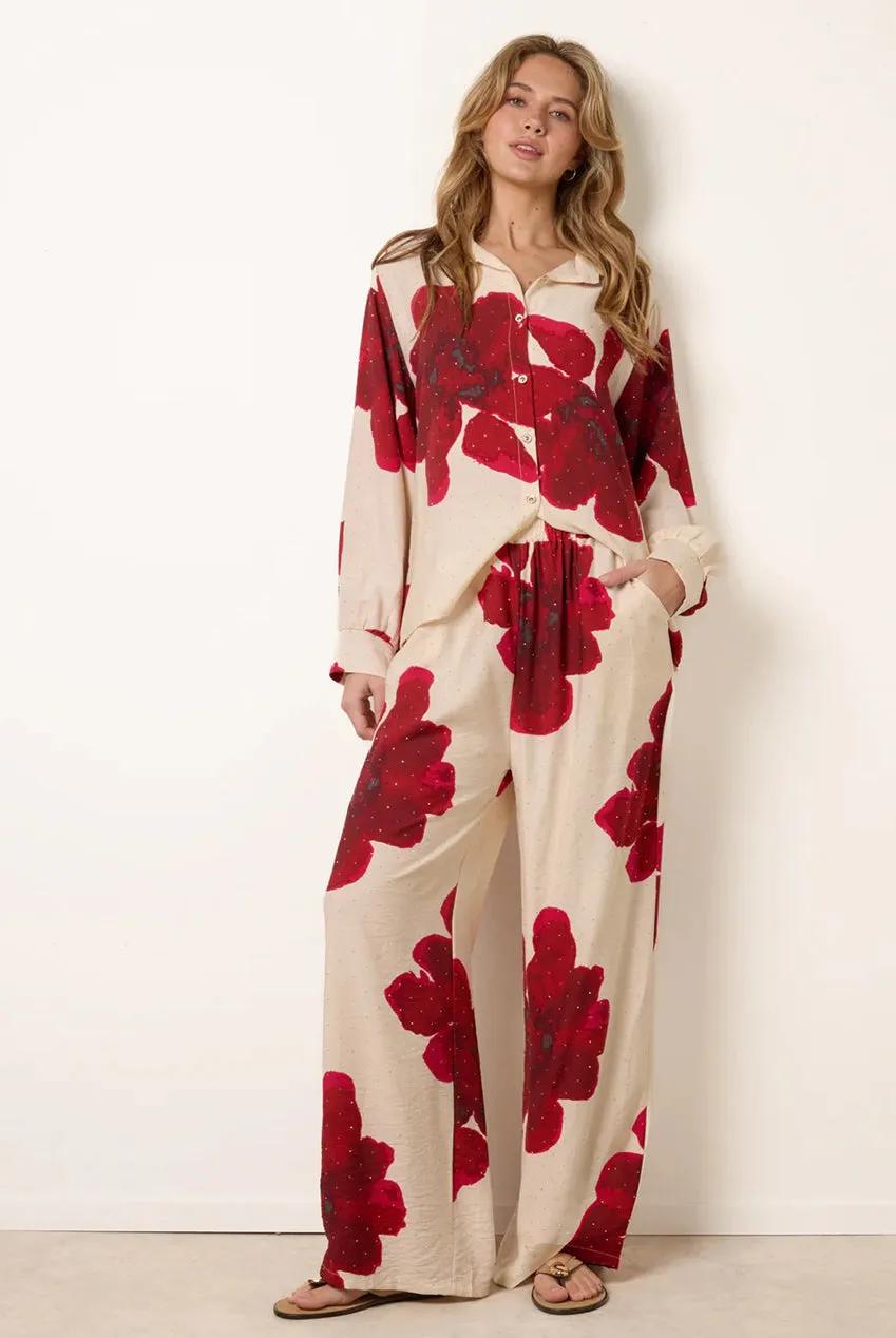 Blue Vanilla Floral Print Set coordinato rosso floreale