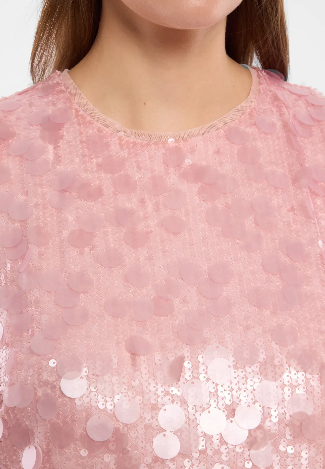 Ana Alcazar Dorilys abito mini rosa con paillettes