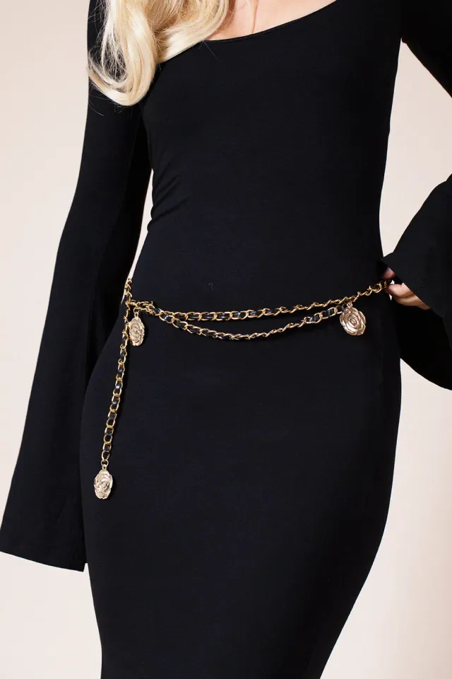 SVNX Rose Chain cintura catena nero oro
