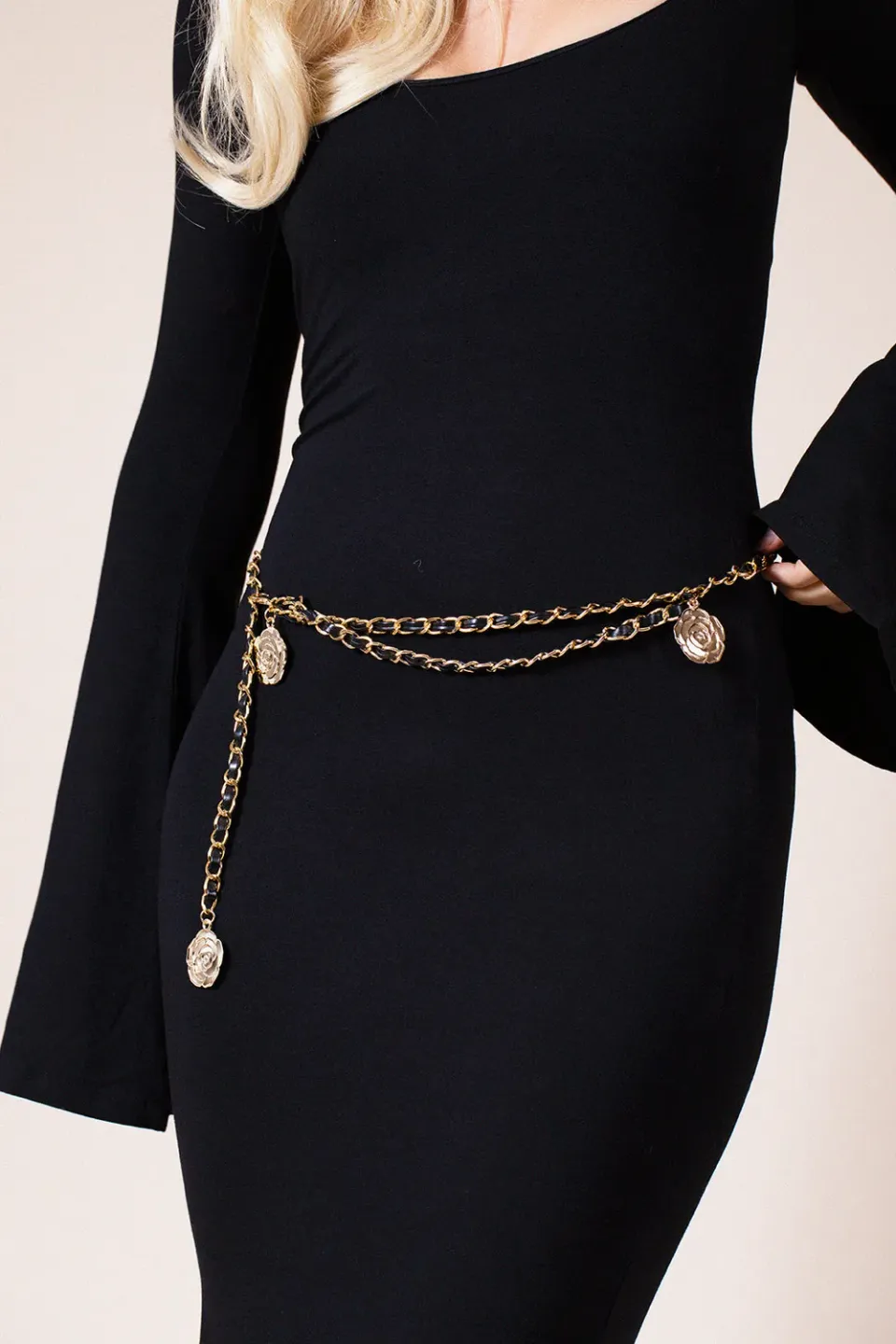 SVNX Rose Chain cintura catena nero oro
