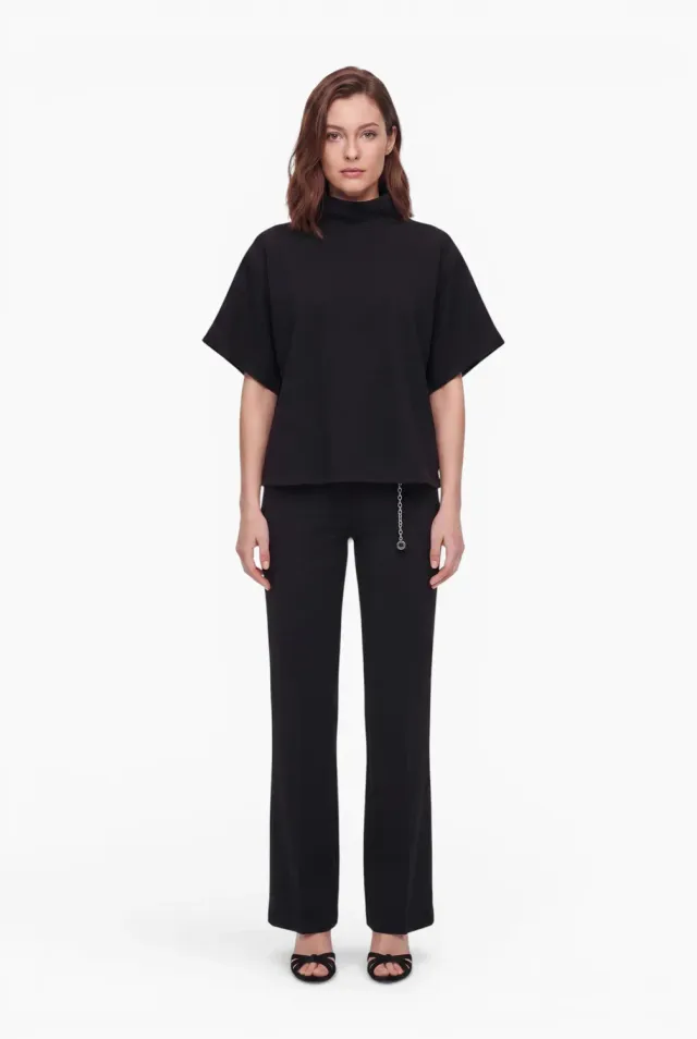 Ana Alcazar Elioramis top mantella nero collo alto
