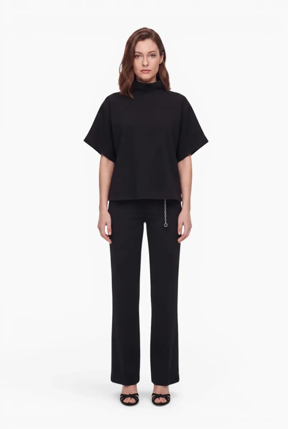 Ana Alcazar Elioramis top mantella nero collo alto