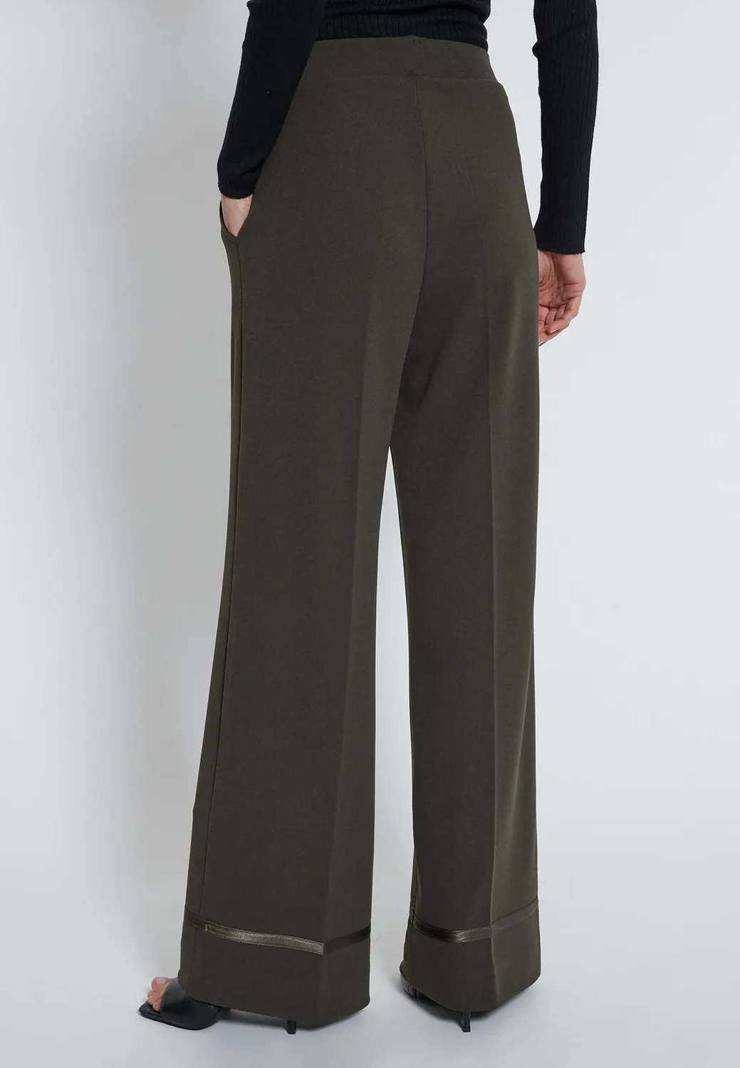 Ana Alcazar Harino pantaloni larghi kaki vita alta