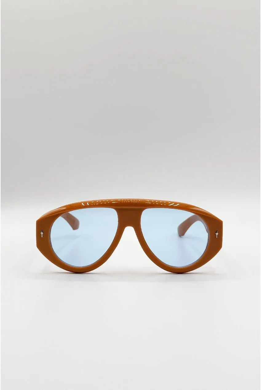 SVNX occhiali aviatore oversize arancione lente blu