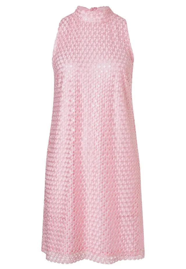 Ana Alcazar Zadea abito pizzo rosa corto