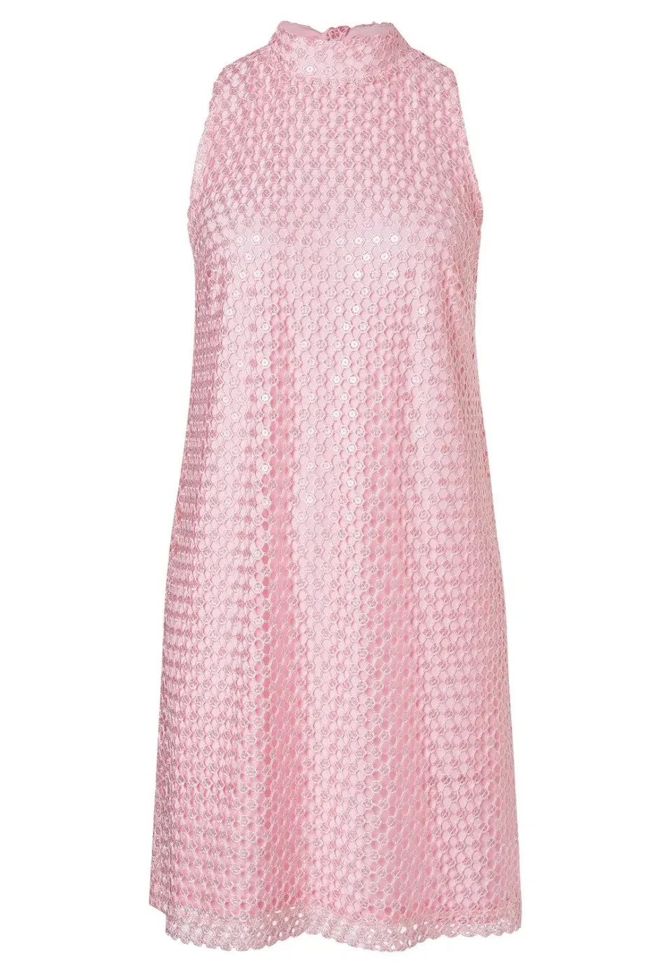Ana Alcazar Zadea abito pizzo rosa corto