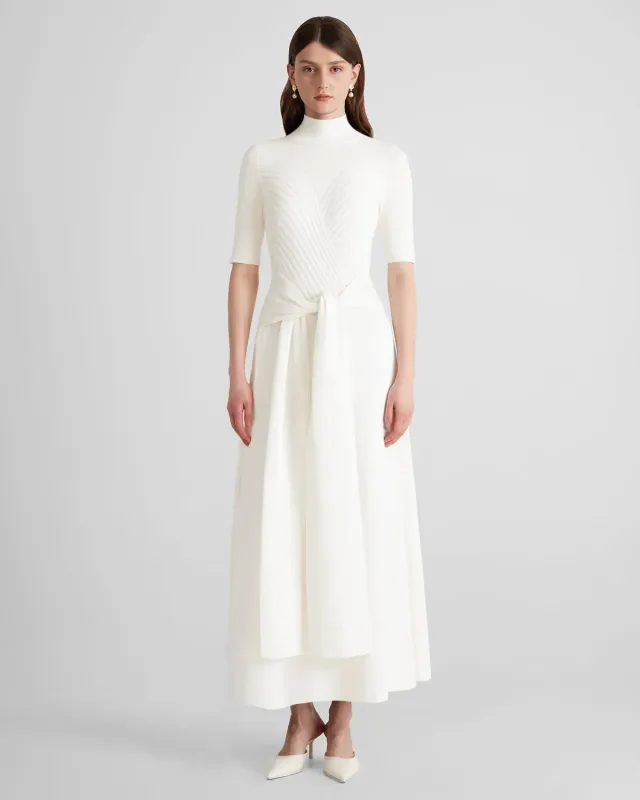 Violante Nessi Takashi abito avorio lana merino collo alto