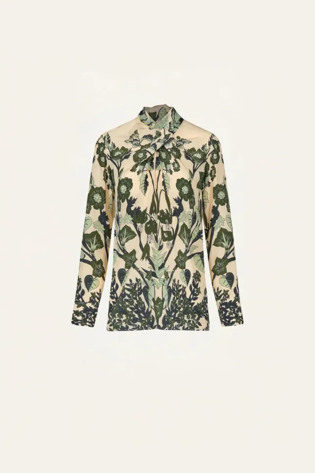 Johanna Ortiz Heavenly Garden top seta verde ecru